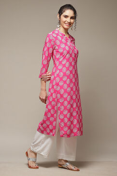 Magenta LIVA Straight Kurta image number 5